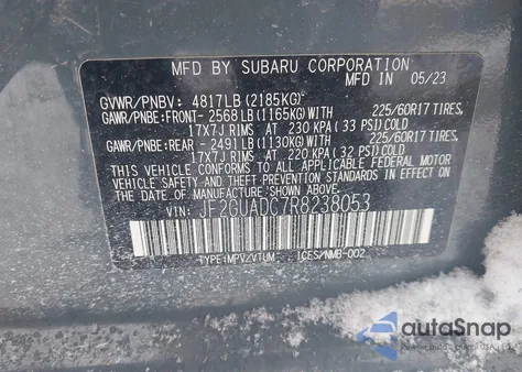 2024 Subaru Crosstrek Premium z USA, uszkodzony, nr VIN JF2GUADC7R8238053